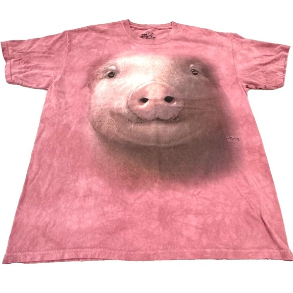 The Mountain Other - The‎ Mountain ~ Pig Face Close-Up 100% Cotton T-Shirt; Pink; Size 2XL